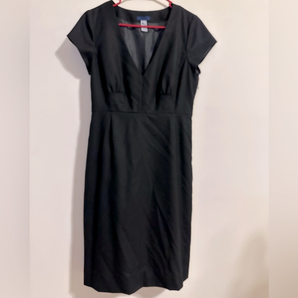 J.Crew short sleeve, black wool dress